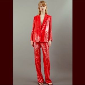 NWT Zara Red Sequins Pants - super classy and sexy